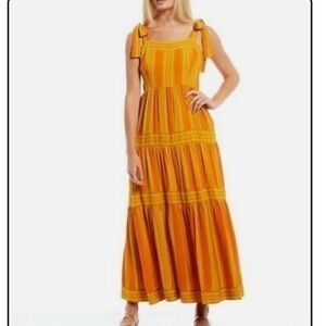 NWOT A Loves A Tier Print Square Neck Sleeveless Maxi Dress size XS.